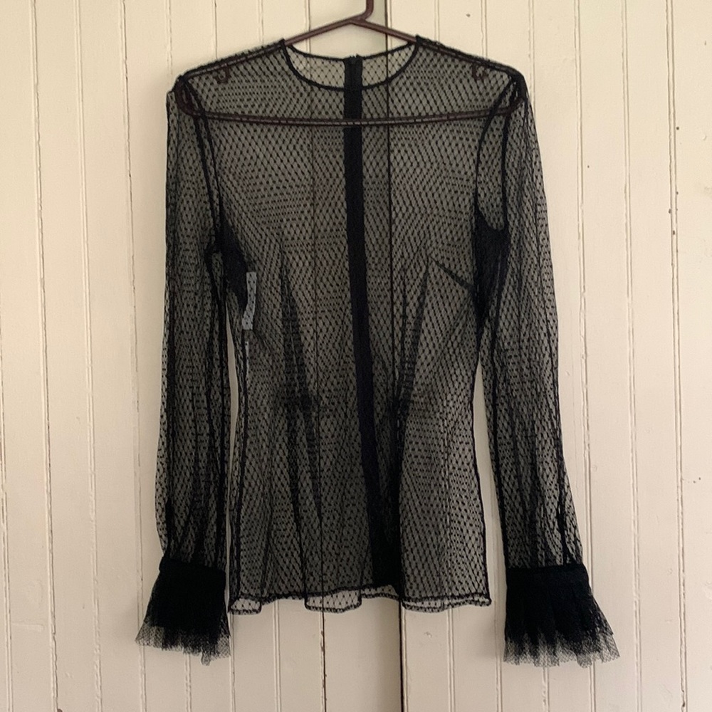 Black lace long sleeve layering top - Lorenzo serafini philosophy - medium